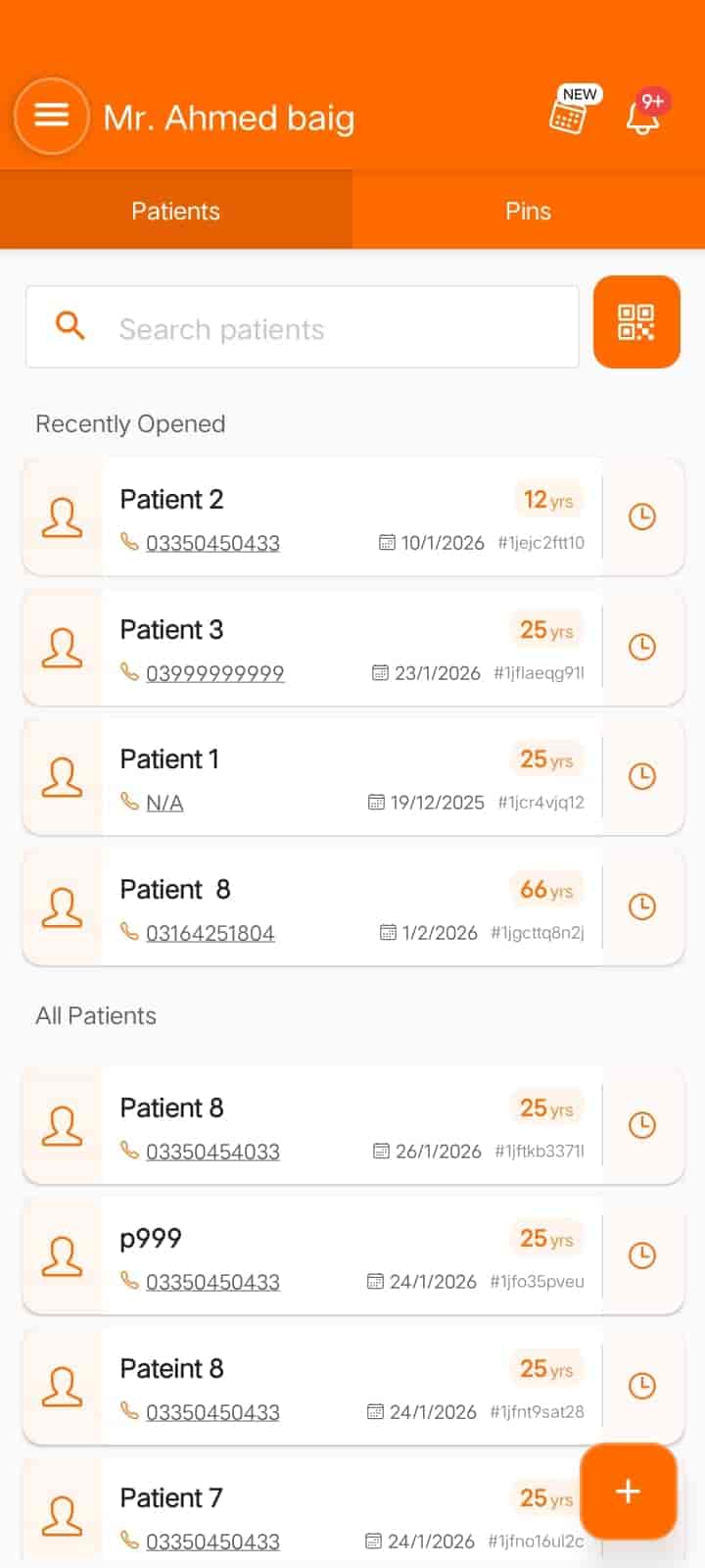 Patient File Management — FindClinica app screenshot (mobile view)
